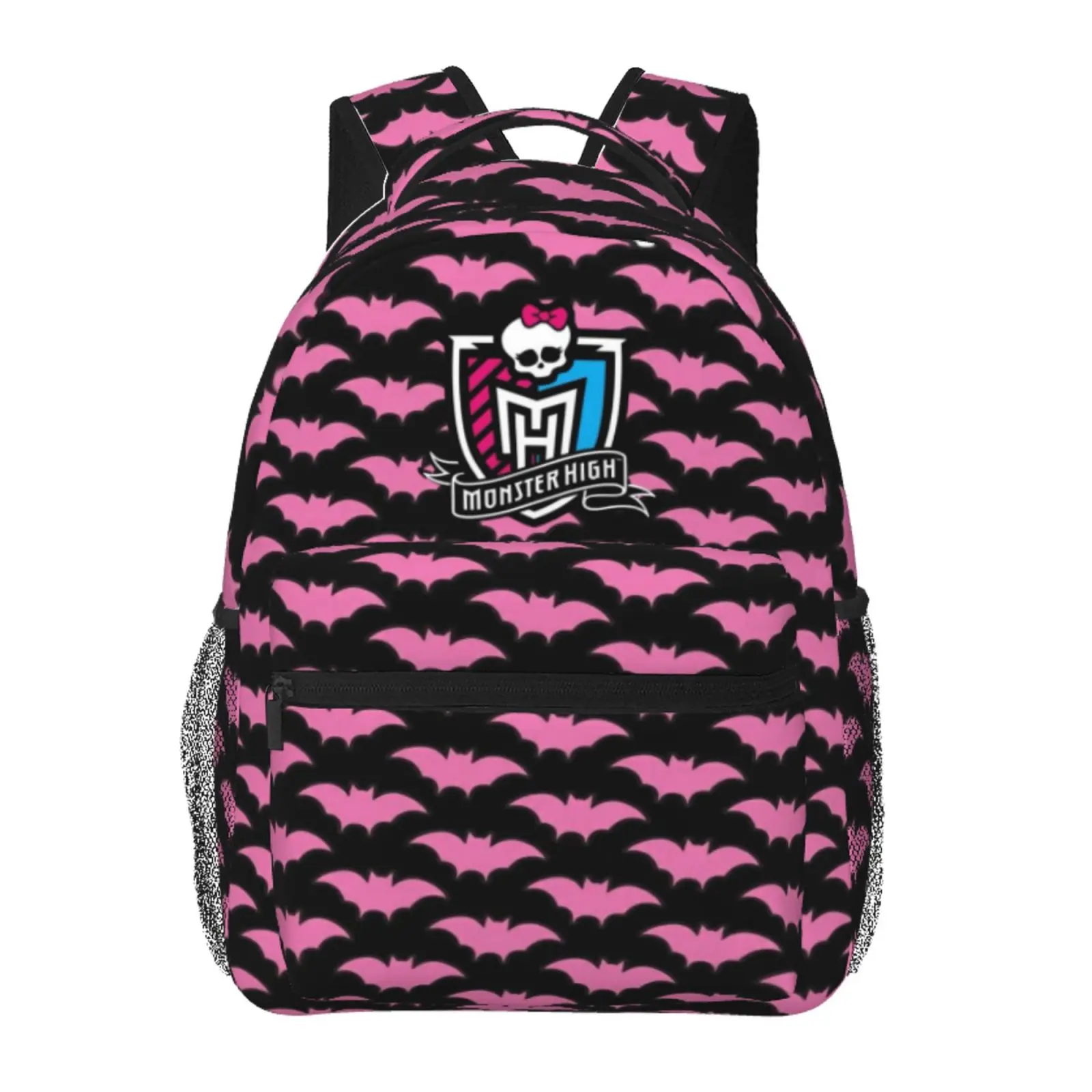 Monster High Title Cutout All-Over Print Backpack Large Capacity Monster High Title Cutout Outdoor Daypack for Hiking Field Trips Daily Commute, Cartoon Casual Monster High Title Cutout Merch Laptop School Bag for Teens Adults & Gift Giving