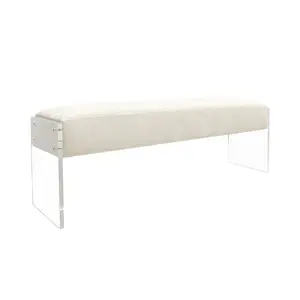 Canvello Acrylic & Velvet Bench, Ivory