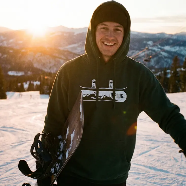 Snowboarding Heavyweight Hoodie by Snowboard - Navy Blue Pullover with Graphic Design