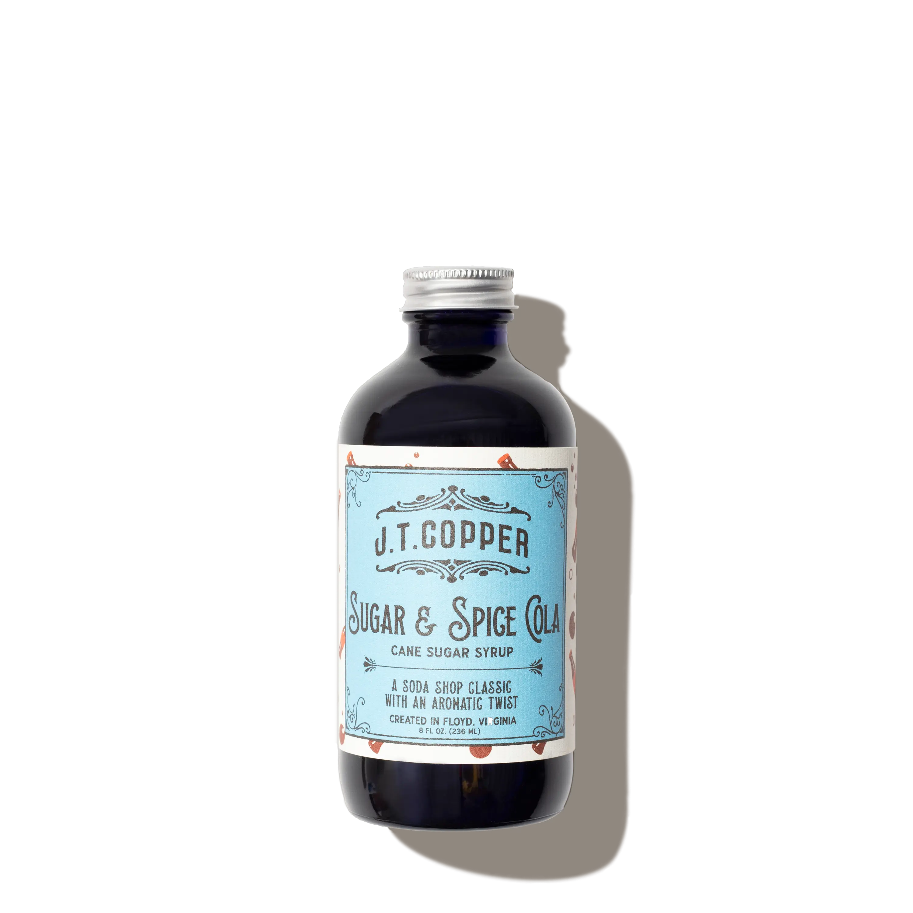 J.T.Copper Sugar & Spice Cola Syrup - Vegan Gluten-Free Organic Cane Sugar Syrup with Lemon Orange Kola Nut & Spices