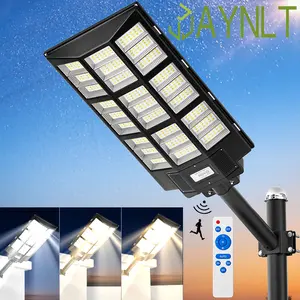 4800W 33000mAh Solar Street Light Outdoor  super bright lamp,-3000K/4000K/6500K Dimmable Outdoor Solar Light, Solar Parking Lot Lights Dusk to Dawn with Remote Control  Motion Sensor for Yard,Residential，Semi-Flush Mount, Waterproof, and Energy-Efficient