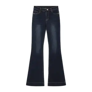 Dark Wash High Waisted Flare Jeans for Women, Vintage Y2K Bootcut Denim Pants, Slim Fit Stretchy Bell Bottom Trousers, Retro 70s Casual Streetwear, Classic All-Match Fashion Bottoms