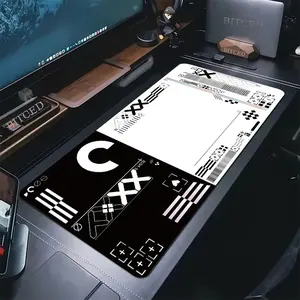 Printstream White Gaming Mouse Pad, 80x30cm 3mm Thick, Locked Edge Non-Slip Rubber Large Desk Mat for PC Gamers