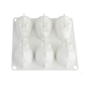 Easter Bunny Shape Silicone Mousse Cake Mold, 6 Grid Soap Making Tool, Baking Mold for Desserts, DIY Craft Supplies