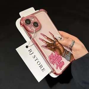 Pink Stylish Creative English Clock Tea Design Phone Case Suitable for Iphone 17 16E 16 15 14 13 12 11 Mini Pro Max Air X XR XSMAX 8 7 Plus Shockproof Transparent Soft Back Cover.