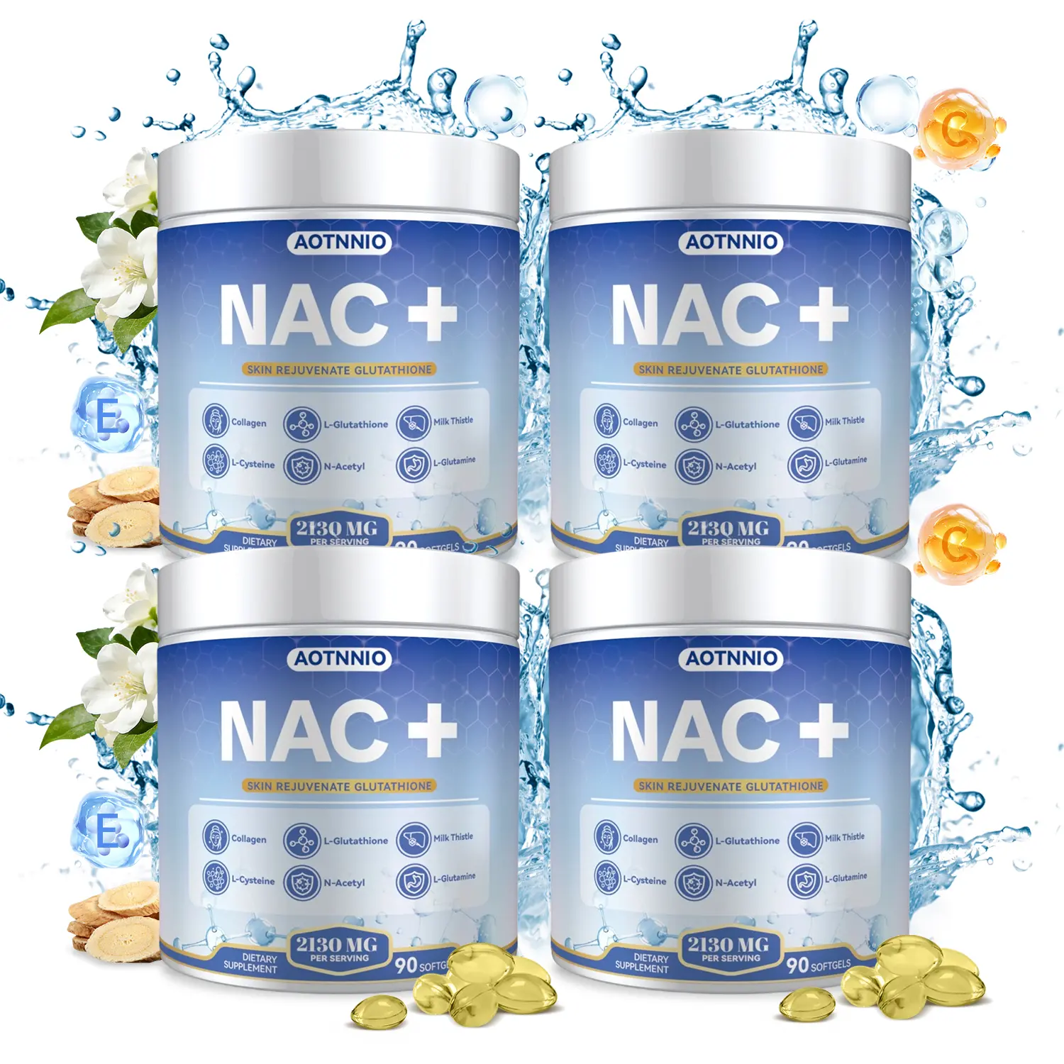 NAC + Glutathione Dietary Supplement for Men & Women | Daily Health Support | Non-GMO & Gluten Free | 90 Capsules | DealsForYouDays