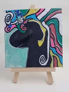 U Beauty 4x4 Mini Hand-Painted Acrylic Character Set - 3D Eyelash Details, Glitter Paint Accents, DIY Decoration Supplies, Artistic Wall Decor Gift for Enthusiasts, Glitter Paint Painting