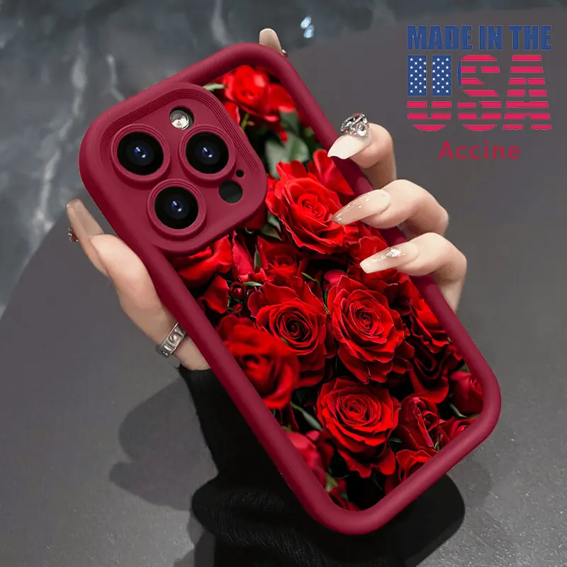 Soft Silicone Cellphone Case for iPhone 17 Pro Max,15 Plus,14,13,12,11,XS,XR - Purely Planar Visual, Charming Red Roses, Drop Protection, Shockproof Handheld Devices Casing, Mobile Phone Accessories, Protective