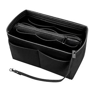 Felt Liner Solid Color Makeup Storage Bag, Zipper Closure Portable Travel Toiletry Pouch, Practical Lightweight Cosmetic Organizer For Home Daily Use Business Trip And Vacation Travel