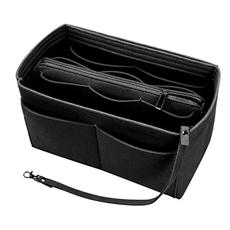 Felt Liner Solid Color Makeup Storage Bag, Zipper Closure Portable Travel Toiletry Pouch, Practical Lightweight Cosmetic Organizer For Home Daily Use Business Trip And Vacation Travel