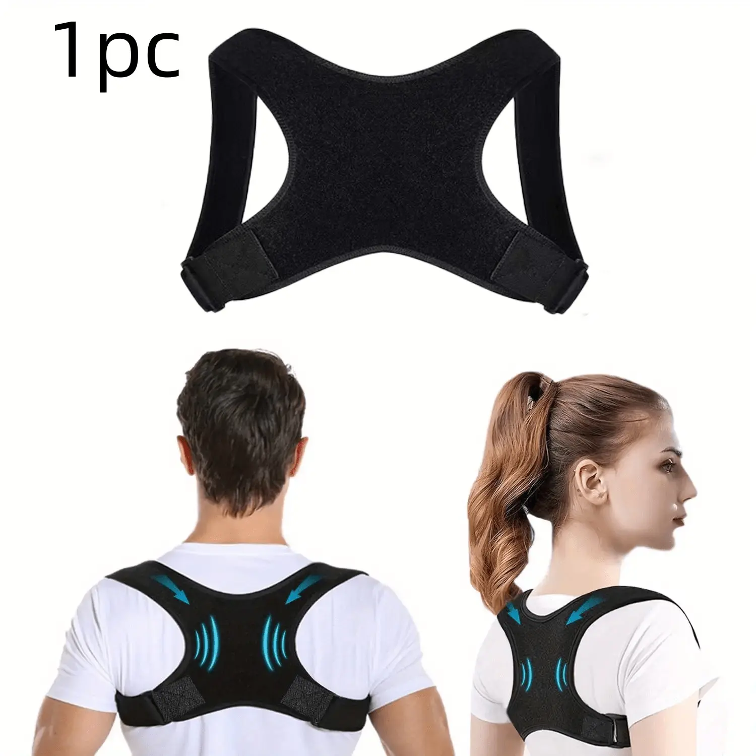 Unisex Adjustable Posture Correction Strap, Breathable Anti-Slip Ergonomic Design, Shoulder Support Brace for Sitting Standing Traveling