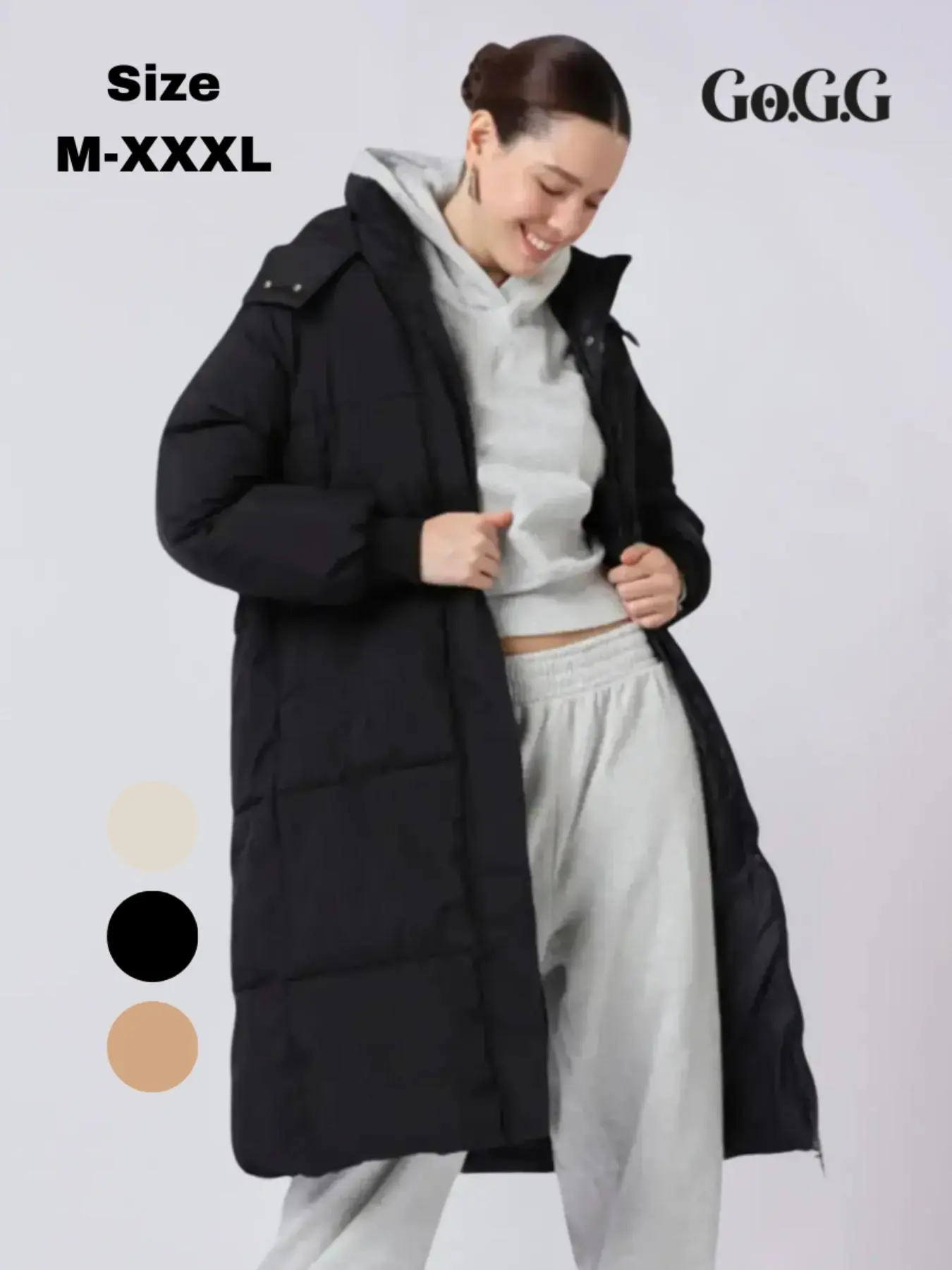 Go.G.G Classic Basic Women Hooded Long Puffer Coat Jackets Go.G.G Classic Basic Women Hooded Long Puffer Coat Jackets
