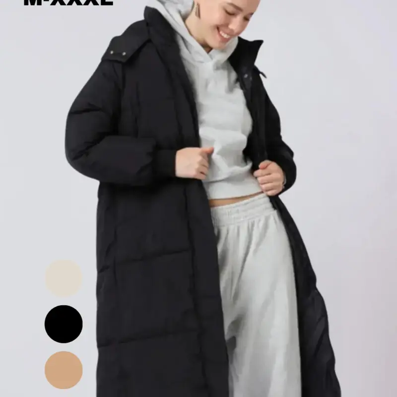 Go.G.G Classic Basic Women Hooded Long Puffer Coat Jackets Fashion Outerwear