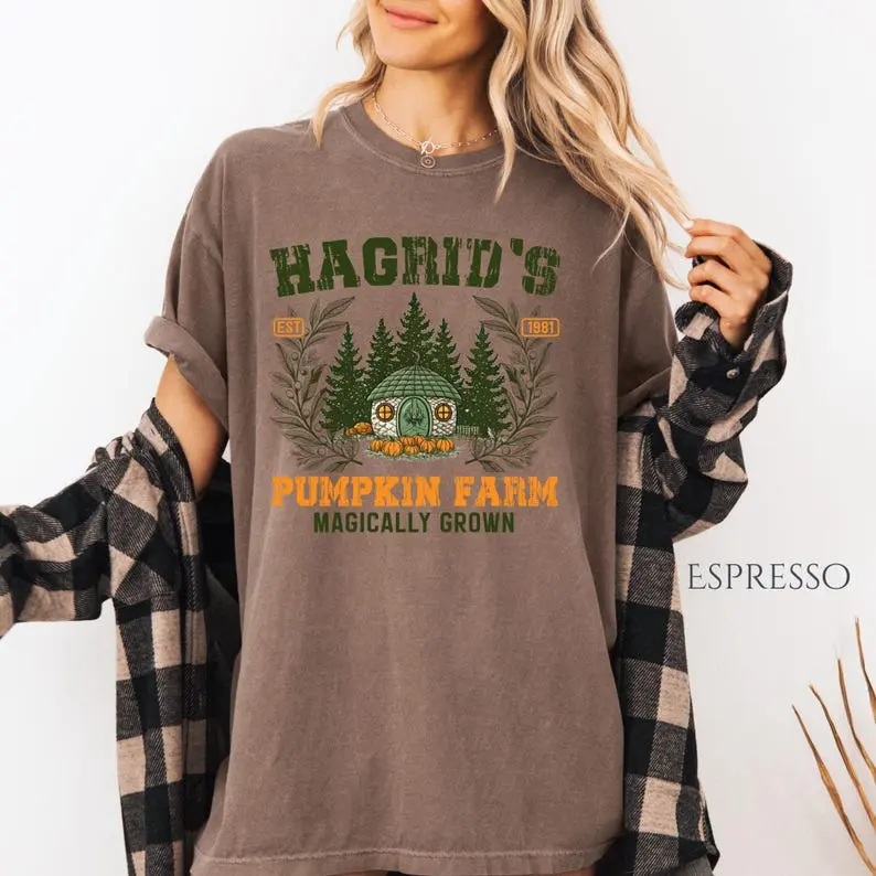 Hagrid's Pumpkin Farm Comfort Colors Tee: Fall Halloween Shirt, Fall Cottagecore Graphic, Thanksgiving Tee