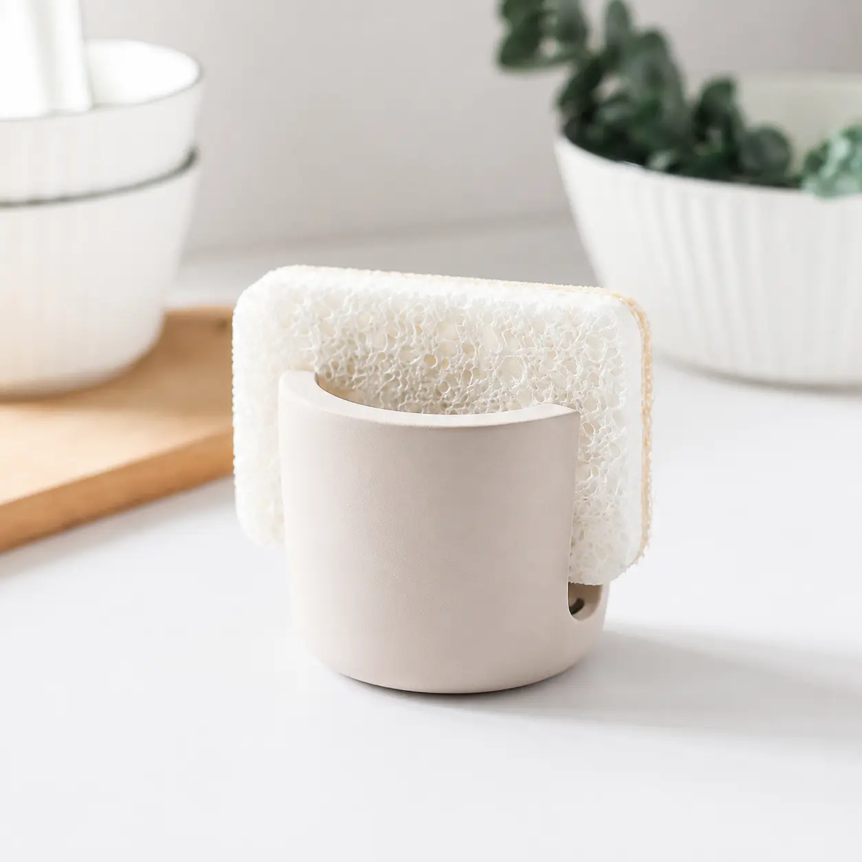 1 Count Diatomite Sponge Holder, Quick Water Absorption Kitchen Sink Organizer for Draining and Storing Daily Cleaning Sponges