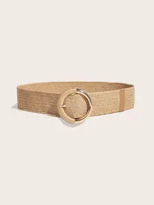 Spring Summer Boho PP Grass Woven Adjustable Belt, Boho Style Belt, Casual Fashion Resin Metal Buckle Waist Accessory, Perfect for Dresses Jeans