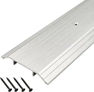 Heavy Duty Corrugated  Door Threshold for Exterior Doors- Door Saddle- Metal Flooring Transition Strip- Door Sill Extension- 4" W,1/2" H,35.43" L, Anodized, Mill Finish,1Pc