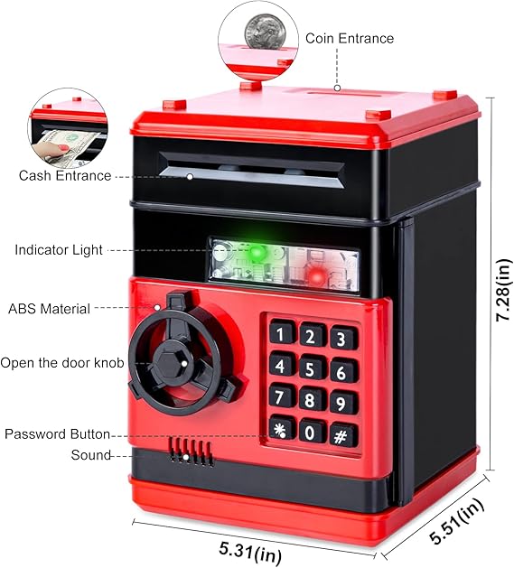 Electronic Kids Piggy Bank, Coin & Cash Saving Toy with Password Protection & Auto Money Rolling, Personal Safe Box, Top Choice for Birthday Gifts Electronic Kids Piggy Bank, Coin & Cash Saving Toy with Password Protection & Auto Money Rolling, Personal Safe Box, Top Choice for Birthday Gifts