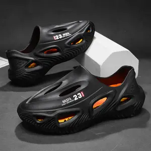 Futuristic foam running shoes for men | Aerodynamic slip-on clogs | Breathable techwear water shoes