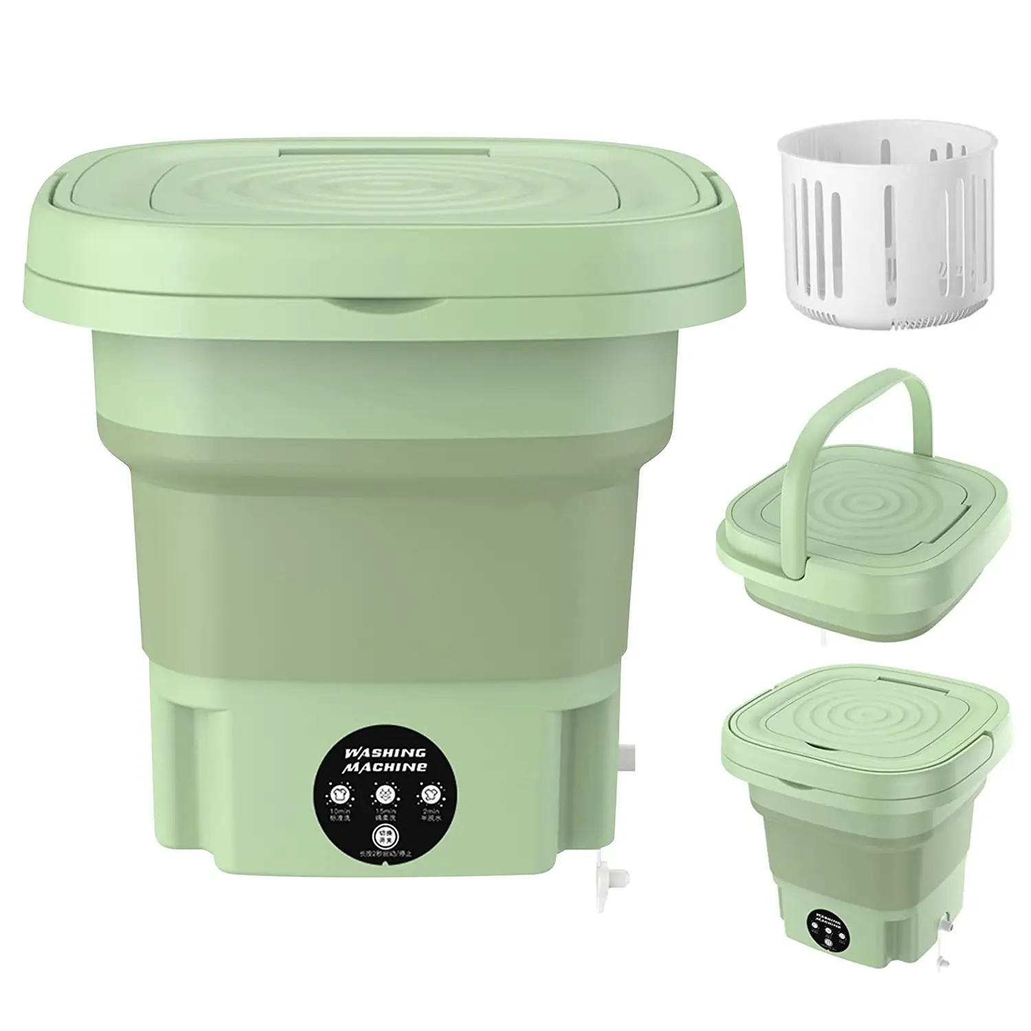 Portable Washing Machine Mini Washer Foldable Lightweight Small Footprint Laundry Machine with Detachable Drain Basket 3 Modes Electric Clothes Washer for Underwear Socks Towels Baby Clothes,Apartment,Dorms,RV,summervibes
