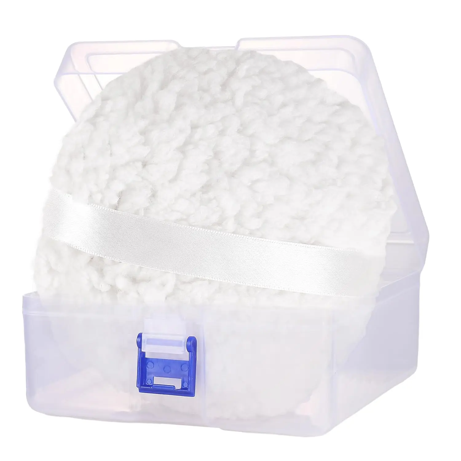 Powder Puff, 6'' Body Powder Puff and Container,Fluffy Soft Extra Large Powder Puff for Body Powder,White