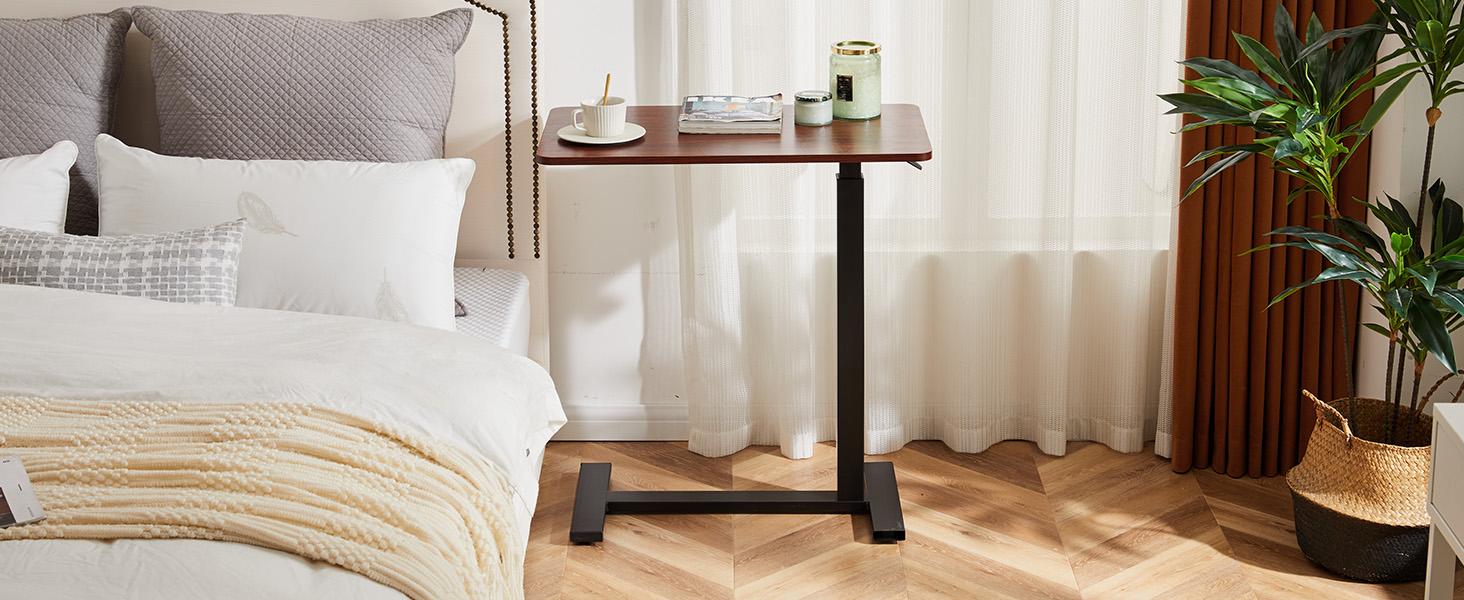 Adjustable OverbedTable with Wheels for Hospital andHome Use - Rolling Laptop Desk andMobile Standing Desk