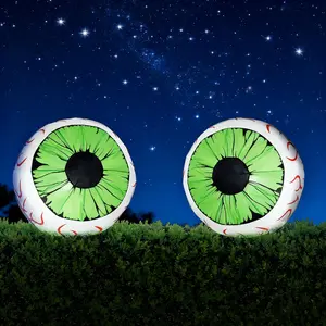 2 Pack Halloween Inflatable Huge Green Eyeballs with Build-In Leds,3Ft Halloween Decor Outdoor with Leds Party Supplies Blow up Decoration for Indoor,Outdoor