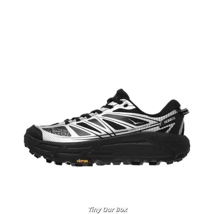 Brand New Sealed Original Box Unisex Black-White Woven Mesh Hiking Shoes with White Jagged Print, Rugged Black Vibrant Dots, Non-Slip Outdoor Mountain Athletic Walking Trainers