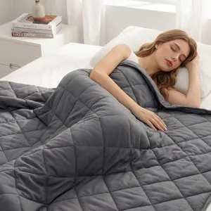 Weighted Blanket for Adults (15 lbs 60" x 80")  Size Cooling Heavy Blanket for Sleep, Soft Thick Breathable  with  Glass Beads, Washable, -Season
