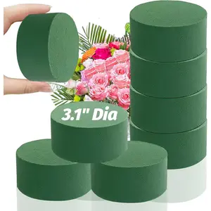 6 count Round Floral  Blocks,3"Small Green Wet Dry Florist  Circles,Artificial  Flower  Arrangements  for Wedding Party  DIY Decor Crafts