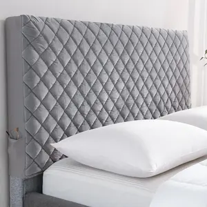 Solid Color Bed Headboard Cover, 1 Count Dustproof Bed Headboard Cover, Diamond Tufted Upholstered Headboard, Bedding Accessories for Home Bedroom, Home Supplies
