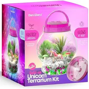 Dan&Darci Light-Up Unicorn Terrarium Kit for Kids - Kid Christmas Birthday Gifts - Best Unicorn Toys & Activities Kits Presents