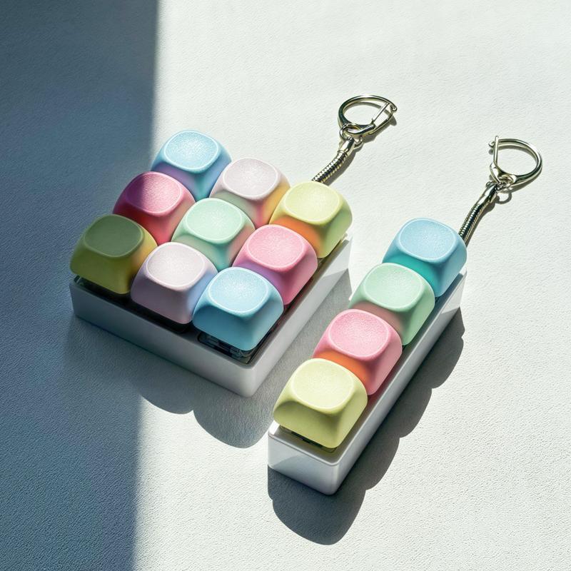 Keyboard Fidget Toy Nine-Key Clicker Keychain Anxiety Stress Reliever Autism Toy Push Bubble Sensory Fidget for Kids Adults Portable ABS Material Bright Colors Comfortable Touch