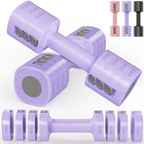 Adjustable Dumbbells 5 lb Dumbbells Bearbro Set of 2 / Pair 10 lb Total Free Weights 4 in 1 Women Hand Weights for Home,Office,Gym Exercise Training 2lb 3lb 4lb 5lb Fast Adjust