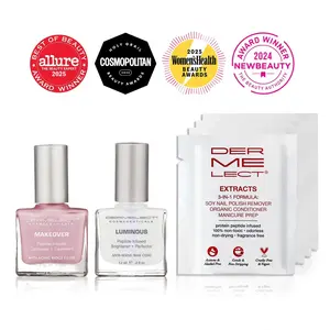 Dermelect Clean & Care Nail Renewal Kit – 3-Step Manicure Set with Soy Nail Polish Remover Wipes, Ridge Filler & Nail Brightener for Stronger, Smoother, Healthier Nails