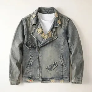 Kyn Apparel Spring and Autumn Casual Jacket Men's American Retro Top Multiple Pockets Ripped Splicing Cowboy Coat Korean Fashion