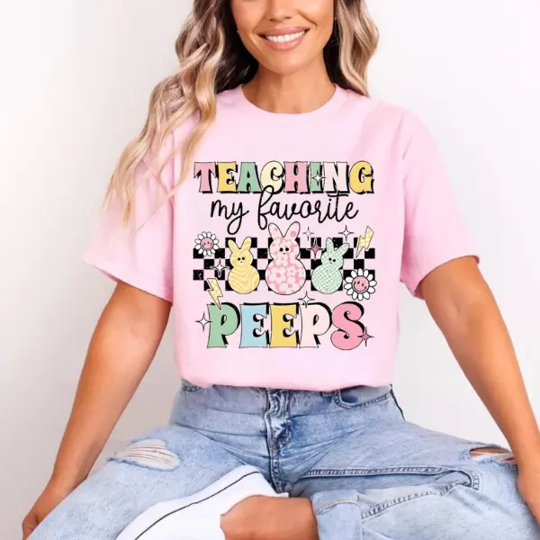 Easter Teacher T-Shirt, Funny Teaching My Favorite Peeps Tee, Cute Easter Teacher Gift, Trendy School Shirt For Teachers