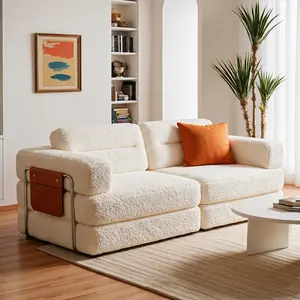 Pinmoco 81.5" Convertible Sofa Bed, Modular Sectional Sleeper Sofa for Living Room, Foldable Couch Bed with Pillows and Storage, No Assembly Required