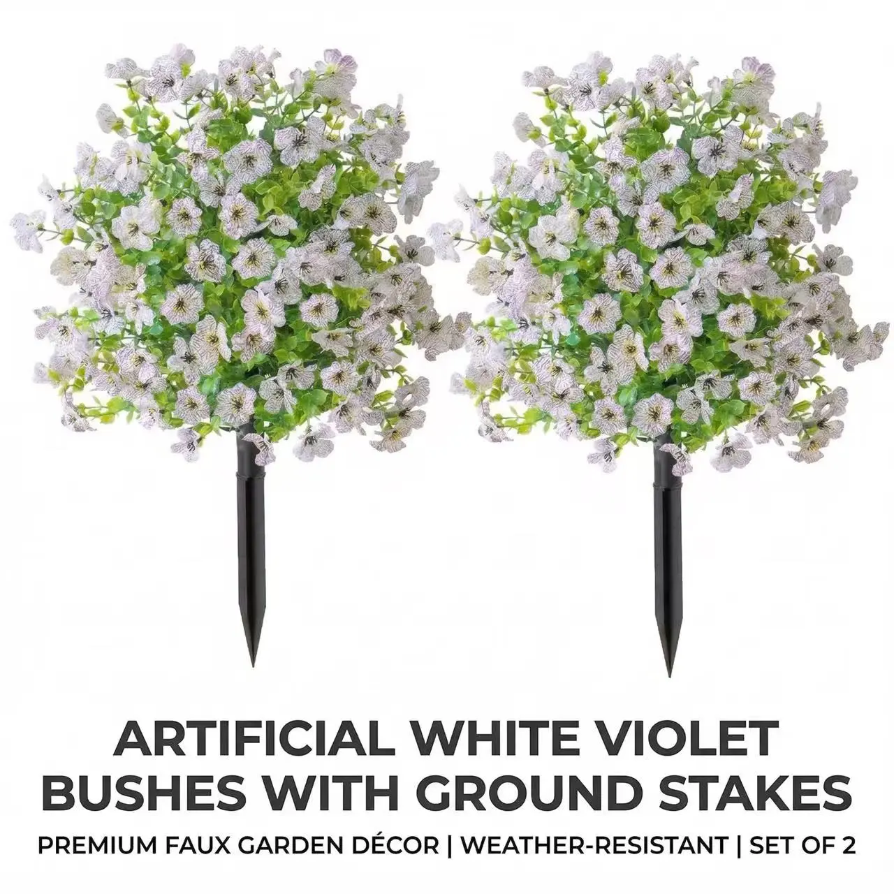 Artificial Flowers Set (2 Pieces), Home Decor Fake Plants with Ground Stake, Ideal for Weddings, Hotels, Housewarming, All Seasons Garden Decor