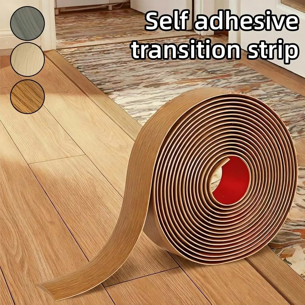 1 Roll 2-meter/78.74-inch Flexible Material Self-adhesive Transition Strip, PVC Wood Grain Floor Transition Strip, Easy Installation, Decorative, Used for Edge Decoration From Carpets To Tiles, Suitable for Living Rooms and Flooring Decor