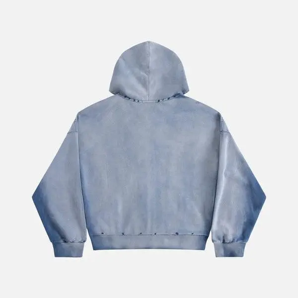 Aelfric Eden Badge Boxy Zip Up Hoodie Oversized Fit Vintage Badge