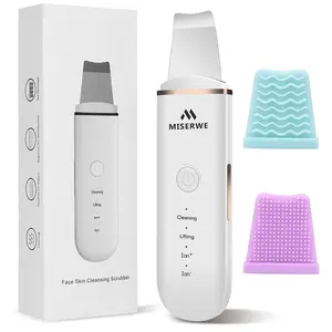 MISERWE Stainless Steel Face Skin Scrubber with 4 Modes Deep Cleansing Blackhead Remover Pore Cleaner Rechargeable & Auto-off Feature Gift for Skin Care