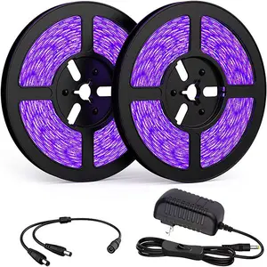 10m UV LED Light Strip, Black Light Strip With Power Supply, 12V Flexible 300LED With Adhesive 2835 UV Light Strip, Black Light Strip For Parties, Bars, Neon Lights, Clubs, Discotheques, Wedding, Dark Party, Halloween, Christmas
