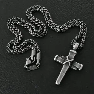 Gemvius Signature Nail Cross Necklace - Stainless Steel