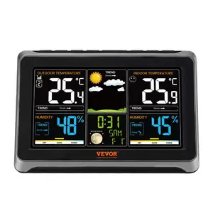 Spring new arrivals Weather Station Indoor Outdoor, 7.5 in Large Color Display, Wireless Digital Home Weather Station, with Sensor Atomic Clock Adjustable Backlight Forecast Data Calendar Alarm Alert Temperature