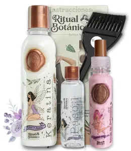 Origen Botanico Keratin Treatment 250ml + Heat Protectant 120ml | Vegan, Formaldehyde & Ammonia Free | Includes Applicator Brush & Guide | Colombian Hair Care Kit