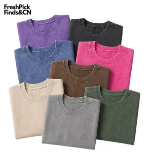 Women's Washed Vintage Short-Sleeve Round Neck T-Shirt Top - Retro Acid Wash, Baggy Drop Shoulder, Soft Breathable Cotton, Basic Comfortable Fit, Casual Gym Streetwear, Plus Size Clothes for Pet Lovers