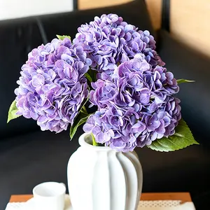 Purple Artificial Hydrangea Flowers 2 Pack - Lifelike Silk Fake Hydrangea Bouquet for Wedding, Home, Party Decor, No Maintenance, Long-Lasting Faux Floral Stems
