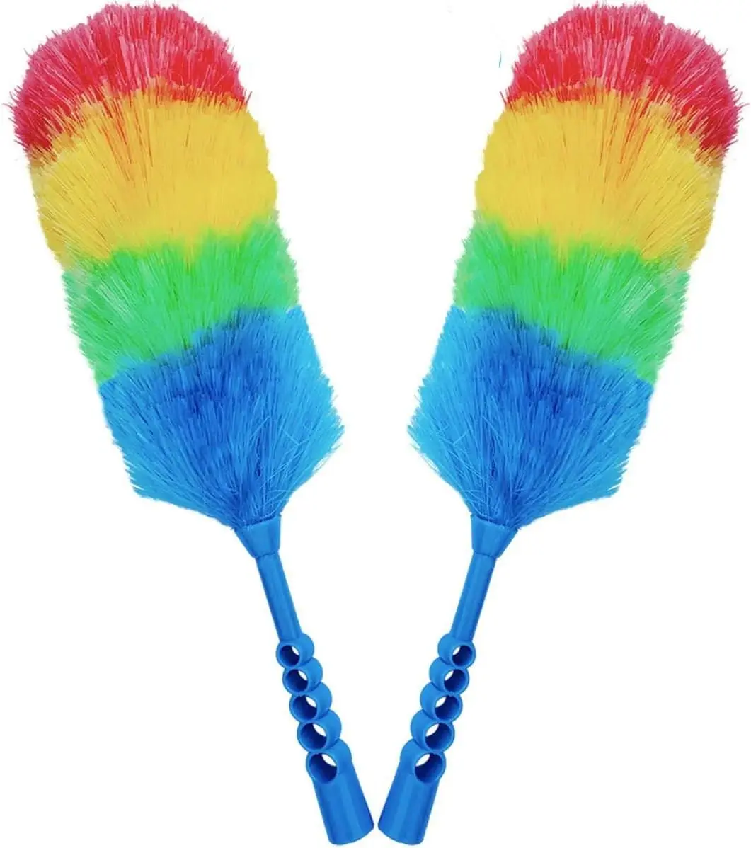 2 Pack Upgrade 19” Static Duster Beandable and Washable - More Fibers Bigger Head Less Loss of Fiber Duster