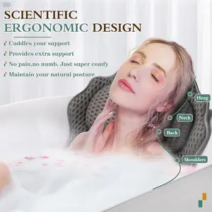 Bath Pillow, Bathroom Accessories, Bath Pillow with 6 Suction Cups, Ergonomic Design Bath Pillow, Bathroom Supplies for Home Spa, Bath Tub Accessories